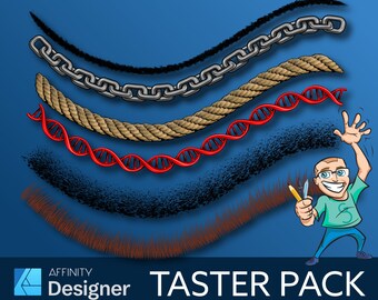 TASTER PACK! 6 different vector brushes - Pencil, Chain, Rope, DNA, Texture, Fur