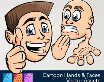 Cartoon Faces and Hands Vector Assets - Affinity