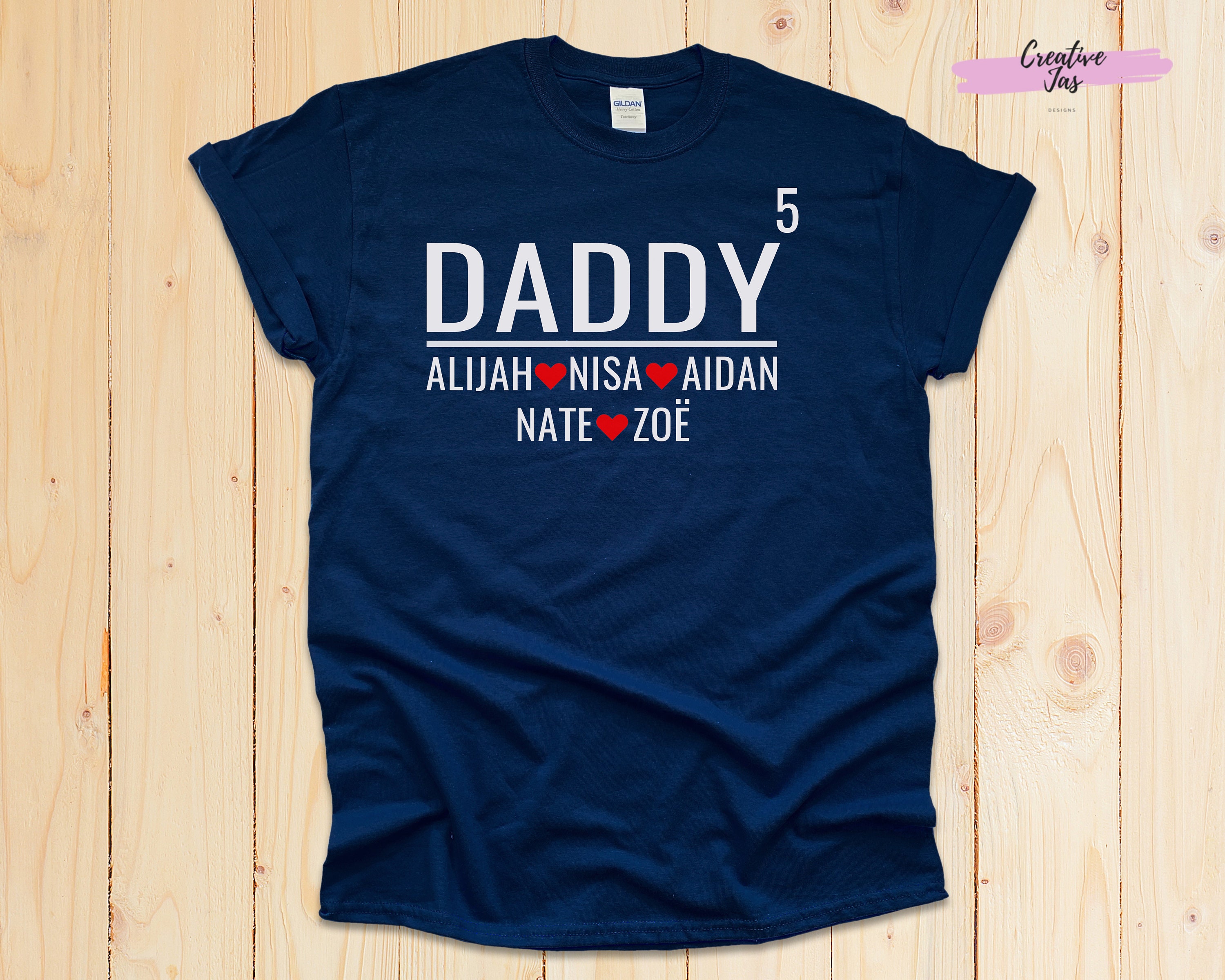 Customizable Father's Day Tshirt DADDY Custom Kids Name Etsy