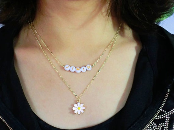 BTS Jimin Inspired Daisy Flower Necklace, Kpop Style Necklace, 18K