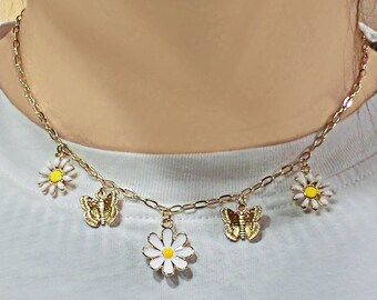Daisy Charm Necklace: 18K Gold Filled Chain, BTS Inspired