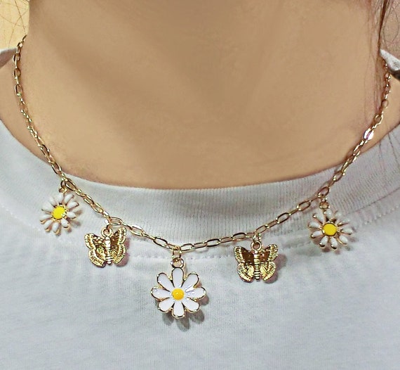 【VINTAGE HOLLYWOOD 】BTS JIMIN着用★Vintage Daisy Necklace Jimin BTS Inspired Daisy Necklace. Permission to Dance