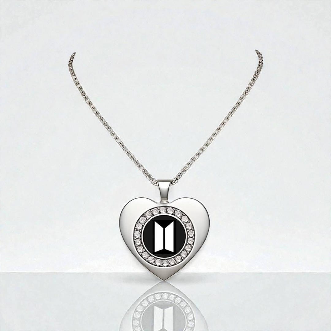 Bts Rhinestone BTS Necklace, Rhinestones Heart Stainless Steel, Army Gifts - Etsy