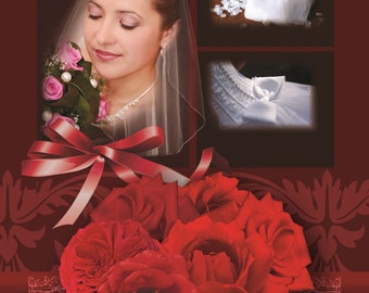 Elegant Wedding Photo Album PSD Templates, Editable Multi-Layered Backgrounds/Frames For Photoshop, Photo Mask, Instant Download Set 2