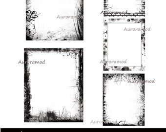 Grunge/Urban Digital Borders/Frames, Photo Clipping  Masks. Set Of 5 PSDs, Photoshop Overlays, Instant Download - Set 2