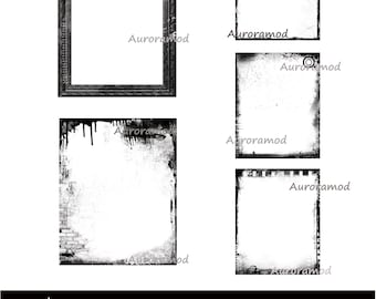 Grunge/Urban Digital Borders/Frames, Photo Clipping  Masks. Set Of 5 PSDs, Photoshop Overlays, Instant Download - Set 1