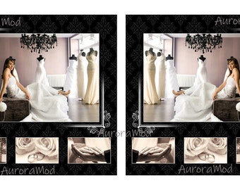 Elegant Wedding Photo Album PNG Templates, Double Page Spreads, Backgrounds Frames Overlays, Instant Download Set 7
