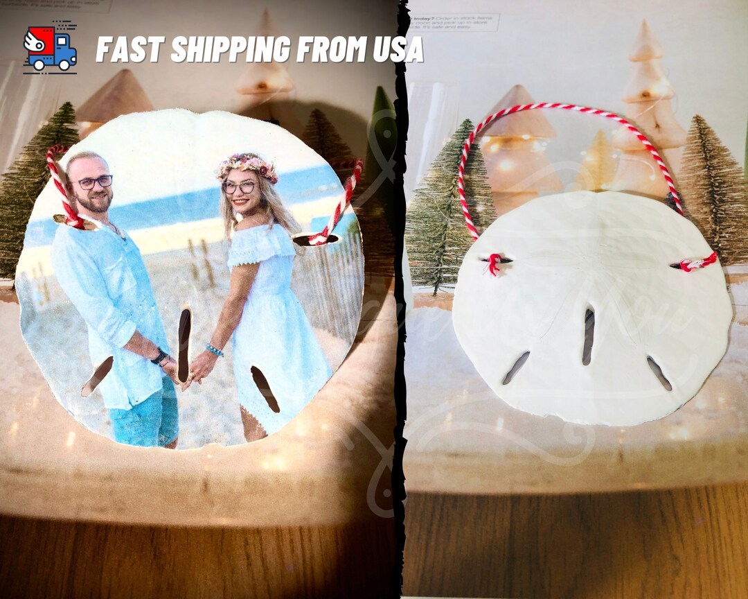 Photo on Real Sand Dollar, Sand Dollar Ornament Picture Souvenir, Beach