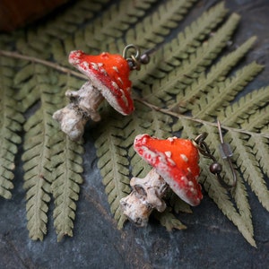 Realistic mushroom earrings, witchy goblincore jewelry for a woodland fairy