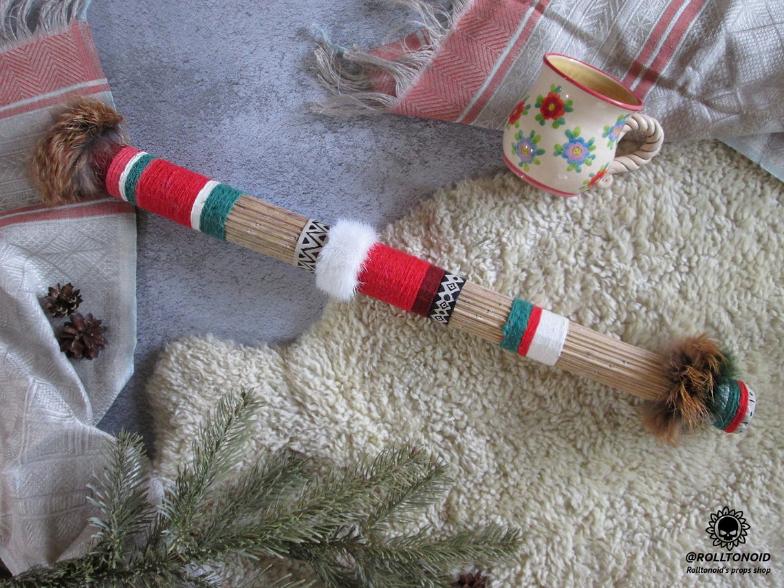 Ornate rain stick Handmade rainstick shaker with red yarn Etsy
