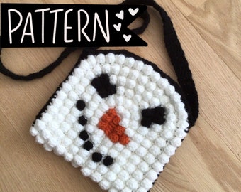 CROCHET PATTERN - the maggie bag - snowman bag - purse - crossbody bag - Christmas boho bag - digital download - winter- snow - seasonal