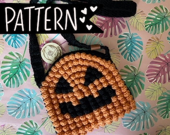 CROCHET PATTERN - the maggie bag - pumpkin bag - purse - crossbody bag - halloween boho bag - digital download - jack o lantern- spooky