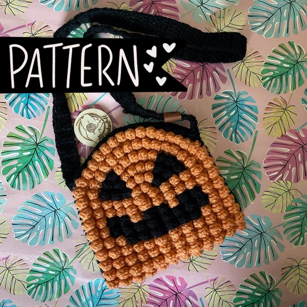 CROCHET PATTERN - the maggie bag - pumpkin bag - purse - crossbody bag - halloween boho bag - digital download - jack o lantern- spooky