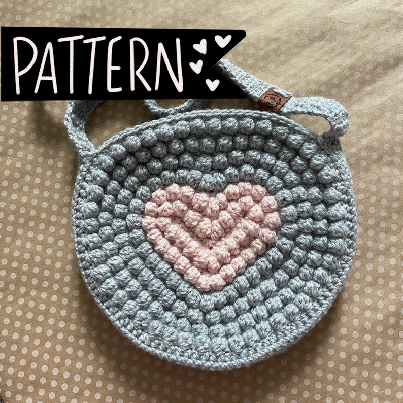 CROCHET PATTERN the rosie bag crochet heart bag crochet bag crochet purse crossbody bag crochet boho bag valentines day image 2