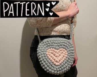 CROCHET PATTERN - the rosie bag - crochet heart bag - crochet bag - crochet purse - crossbody bag - crochet boho bag - valentines day