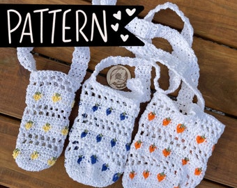 CROCHET PATTERN, crochet water bottle sling, fruit water bottle holder, 3 sizes & 2 fruit shaped, crochet h2o sling