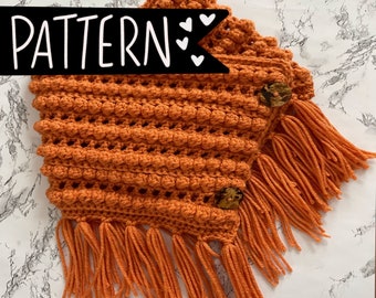 pebble bridge cowl - PDF pattern - crochet pattern - boho - scarf - infinity scarf - fringe scarf - bobble stitch - fall - accessories