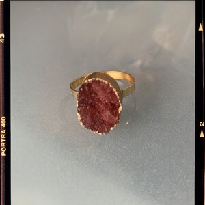Root chakra Jasper and gold resin geode ring.