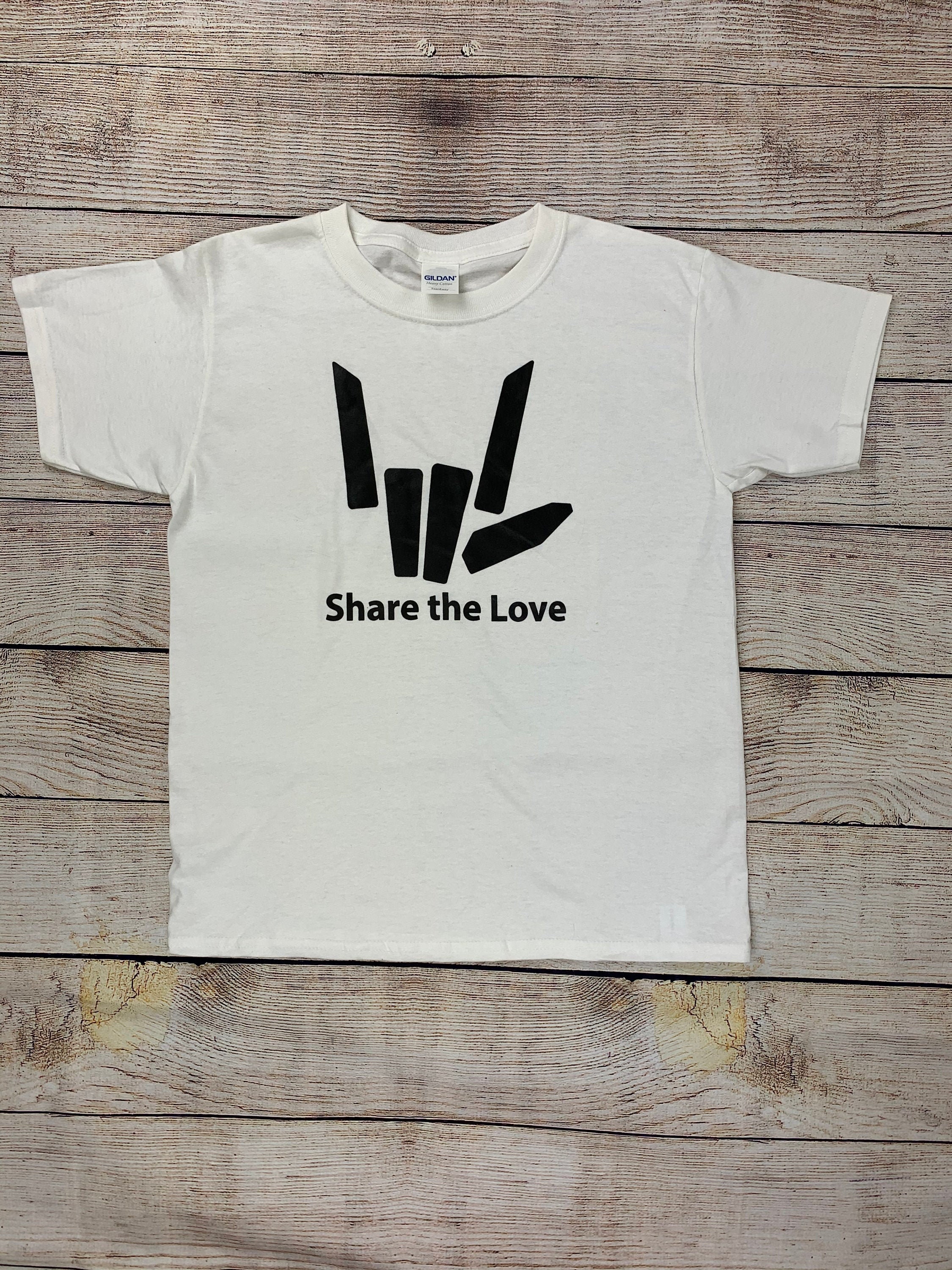 Share The Love Unisex Youths Short Sleeve T-Shirt Kids T-Shirt Tops Gray