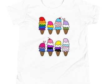 Youth Pride Flag Ice Cream Cone - Unisex TShirt | LGBTQ Pride Shirt | Pride Flag Shirt | LGBTQIA+ Tee | Pride Unisex Shirt | Queer Pride Tee