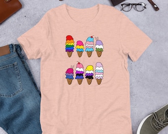 Pride Flag Ice Cream Cone - Unisex T-Shirt | LGBTQ Pride Shirt | Pride Flag Shirt | LGBTQIA+ Tee | Pride Unisex Shirt | Queer Pride Tee