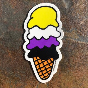 Non-binary Pride Sticker | Non-Binary Flag Sticker | Pride Flag Sticker | Pride Ice Cream Sticker | Pride Flag Ice Cream Sticker |