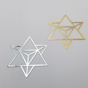 4) Merkaba ster tetraëder orgonite Metalen sticker Heilige Geometrie Metalen symbolen Merkaba 5 platonische lichamen orgone metalen sticker piramide