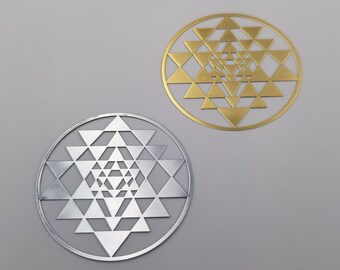 18) Sri Yantra orgonite Metal Sticker Sacred Geometry Metal symbols Sri Yantra orgone metal sticker pyramid