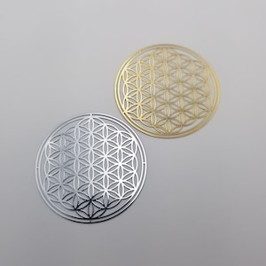9) Flower of Life orgonite metalen sticker Heilige Geometrie metalen symbolen Flower of Life orgone metalen sticker piramide