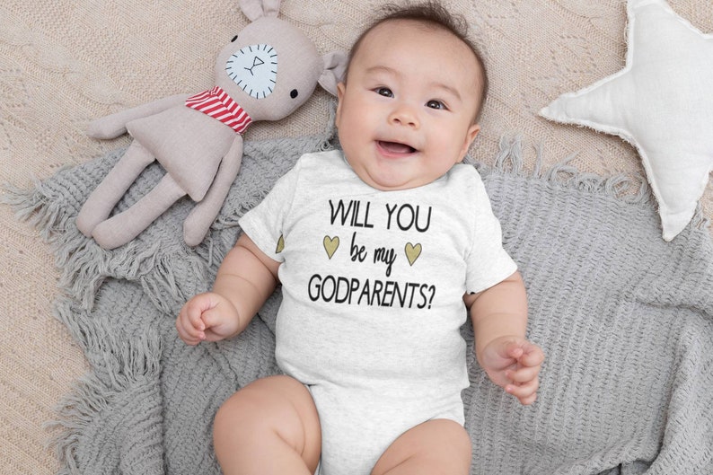 Will you be my Godparents proposal baby shirt