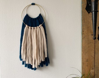 Handcrafted Eclectic Wallhanger / Chunky Boho Draped Dreamcatcher