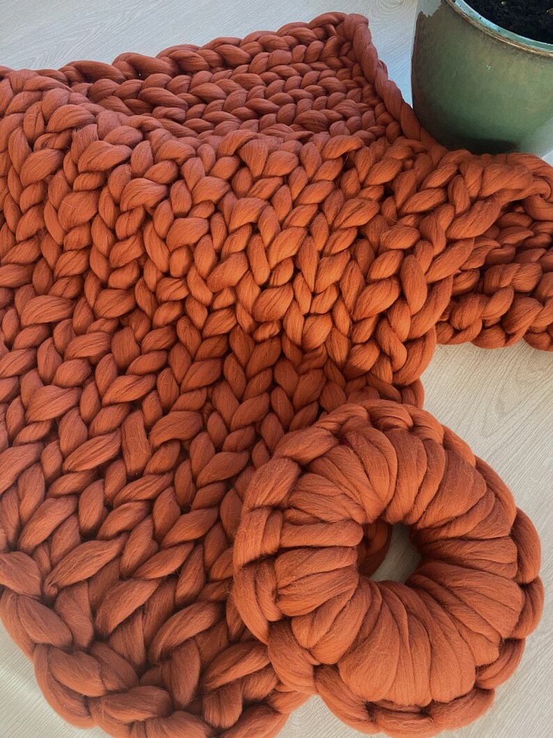 Chunky Knit Blanket XXL Merino Wool Plaid Giant Armknit Etsy