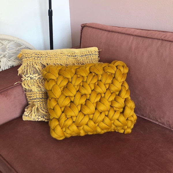 Chunky Knit Merino Wool Pillow - Grofgebreid Zigzag Kussen