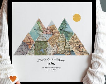 9th anniversary gift | Custom Travel map | Anniversary gift for Husband & Wife | Couple Wedding Gift | Unique personalized Family gift