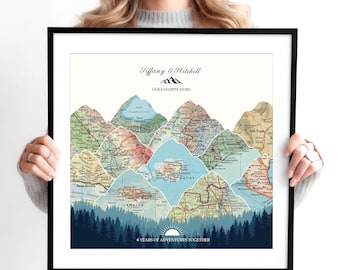6th Wedding Anniversary Gift, Personalized Travel Map, Milestone Keepsake, Adventure Memories