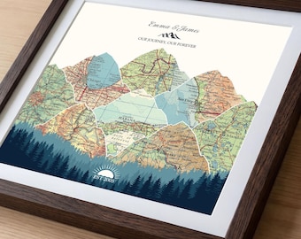 6th Wedding Anniversary Gift for Her, Personalized Travel Map, Custom Keepsake