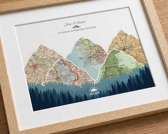19th Wedding Anniversary Gift, Personalized Couples Travel Map, Custom Keepsake
