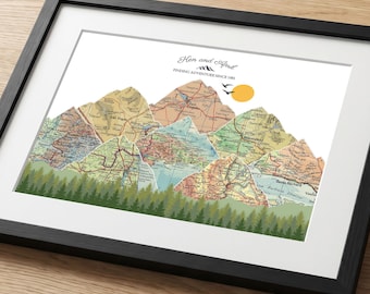 45th Wedding Anniversary Gifts for Parents, Personalized Couples Travel Map, Milestone Keepsake