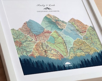 20th Anniversary Gift for Wife, Personalized Travel Map, Wedding Anniversary Keepsake