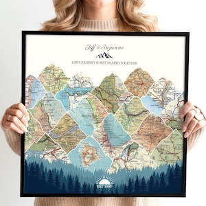 Personalized Anniversary Gift for Wife, Couples Travel Map, Anniversary Keepsake
