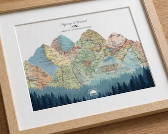 17th Wedding Anniversary Gift for Husband, Personalized Couples Travel Map, Custom Keepsake