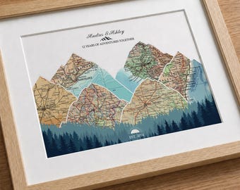 12th Wedding Anniversary Gift for Husband, Personalized Couples Travel Map, Custom Keepsake