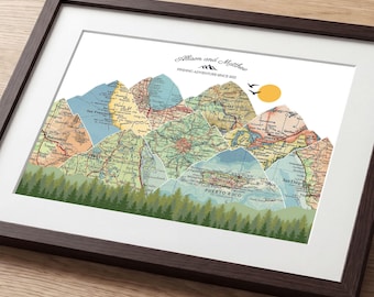 4th Wedding Anniversary Gifts for Him, Personalized Travel Map, Custom Wall Art Keepsake