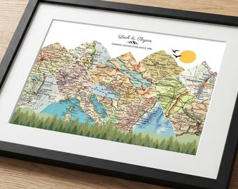 40th Wedding Anniversary Gift for Husband, Personalized Travel Map, Milestone Anniversary Keepsake