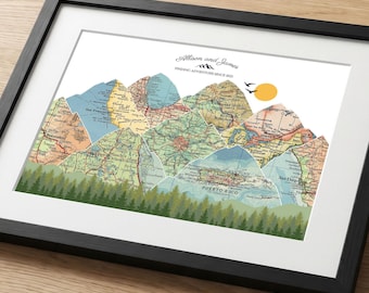 3rd Wedding Anniversary Gift for Him, Personalized Couples Travel Map, Custom Keepsake