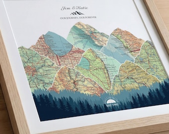 35th Wedding Anniversary Gift for Husband, Personalized Couples Travel Map, Anniversary Keepsake