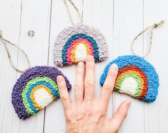 Rainbow ornament / Rainbow wall charm / Wool rainbow decor