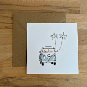 Carte postale "van VW", vacances, été, papeterie, illustration