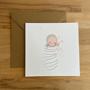 Carte postale félicitations, naissance, bébé, papeterie, illustration