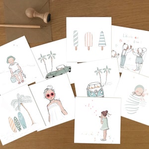 Lot de 10 cartes postales d'été + enveloppes, cartes décoratives, chambre d'enfant, carte postale vacances